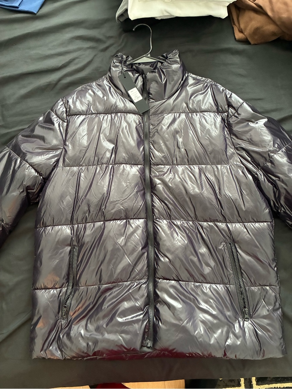 Fashion Nova Men's Glossy Quilted Puffer Jacket